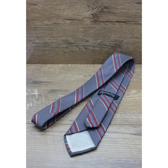 Christian Dior vintage gray striped‎ classic tie - Picture 4 of 10